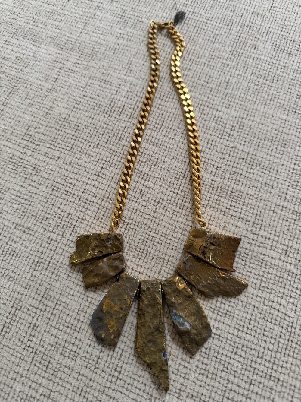Yochi Gold-Tone Textured Pendant Collar Necklace